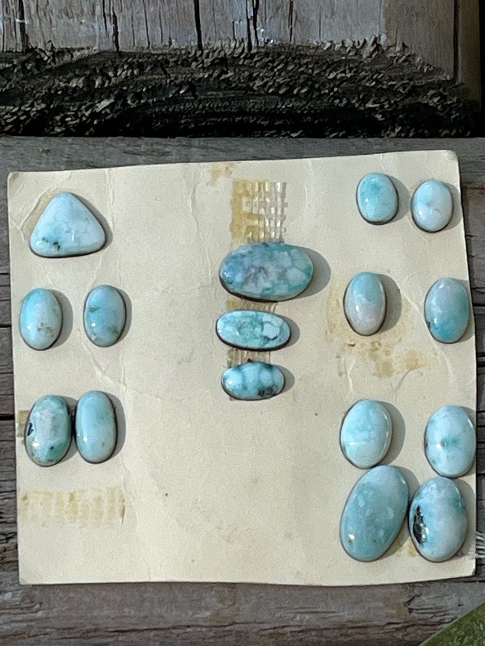 Little Blue Bird Turquoise 16 Cabochons Estate Lapidary Lot Matched Pairs AZ